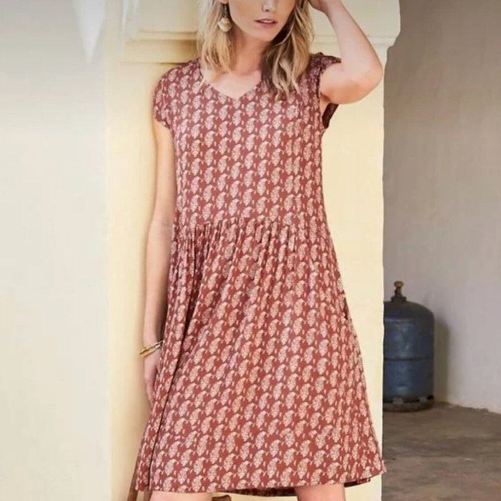Garnet Hill Women's Summer Day Dress Orange Size 10